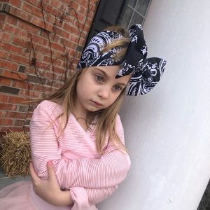 Head Wrap Charcoal White Paisley